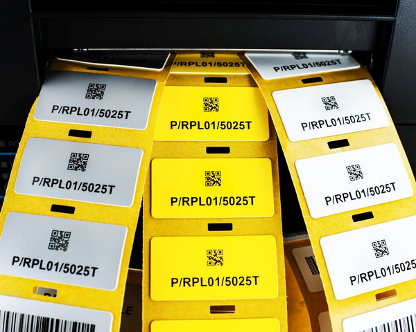 Barcodes and QR codes on industrial labels